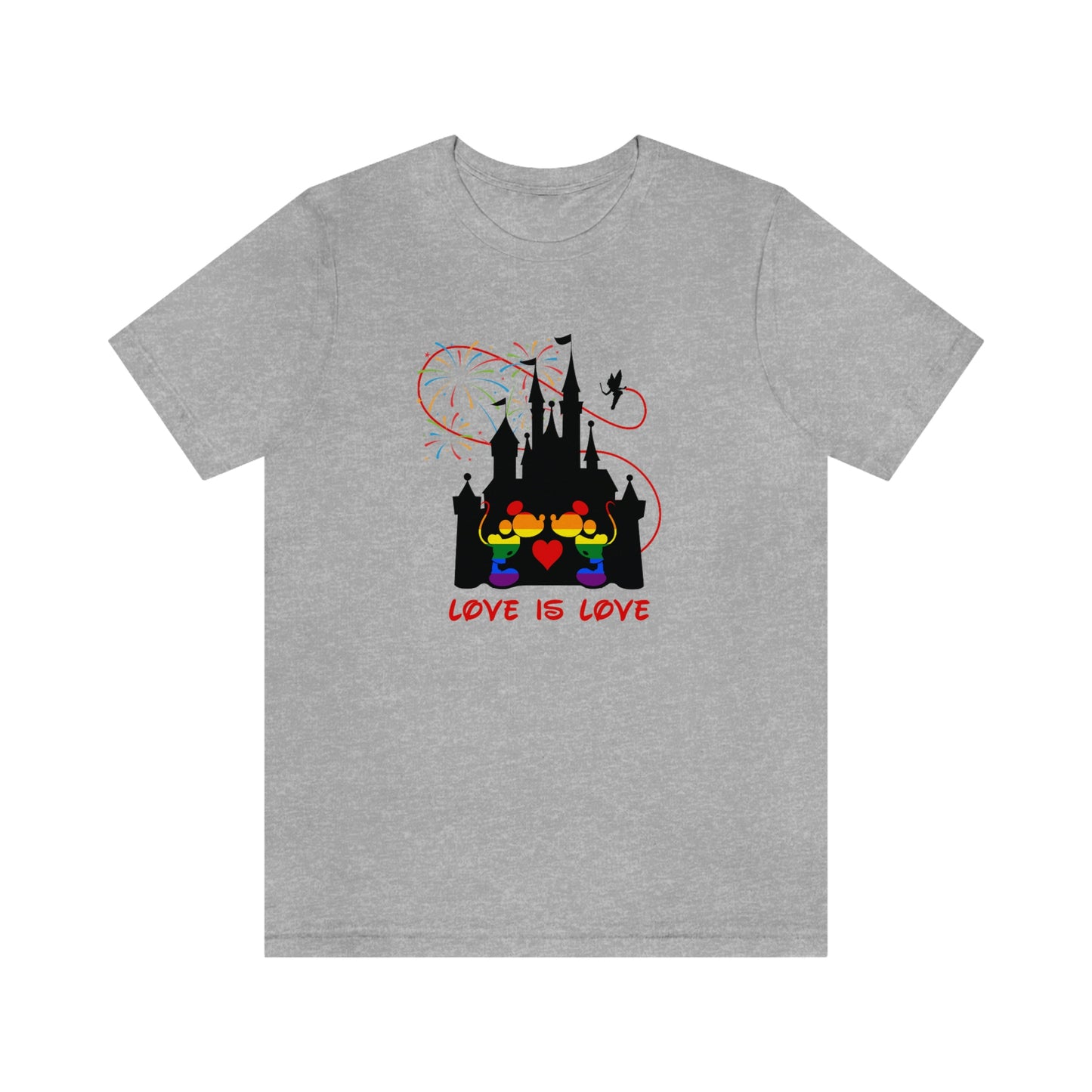 Gay Mice Kissing in Castle Love is Love Adult Unisex T-Shirt