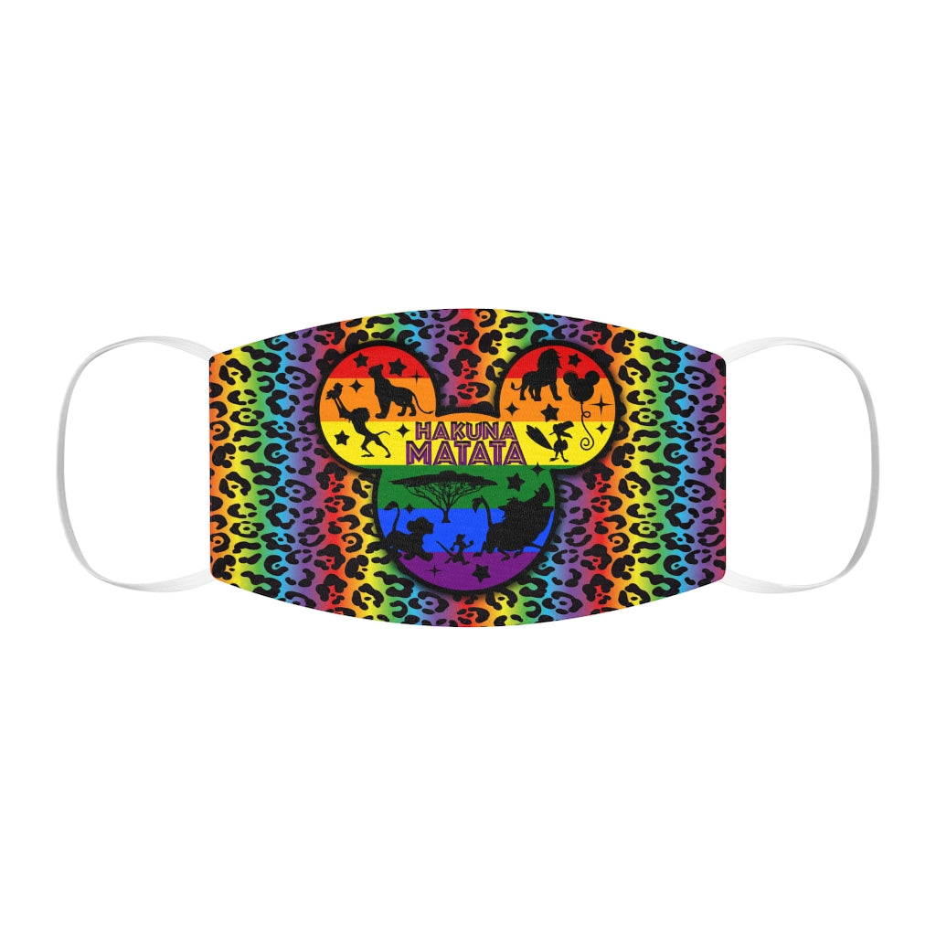 Hakuna Matata LGBTQ Rainbow Pride Máscara facial de poliéster/algodón ajustada