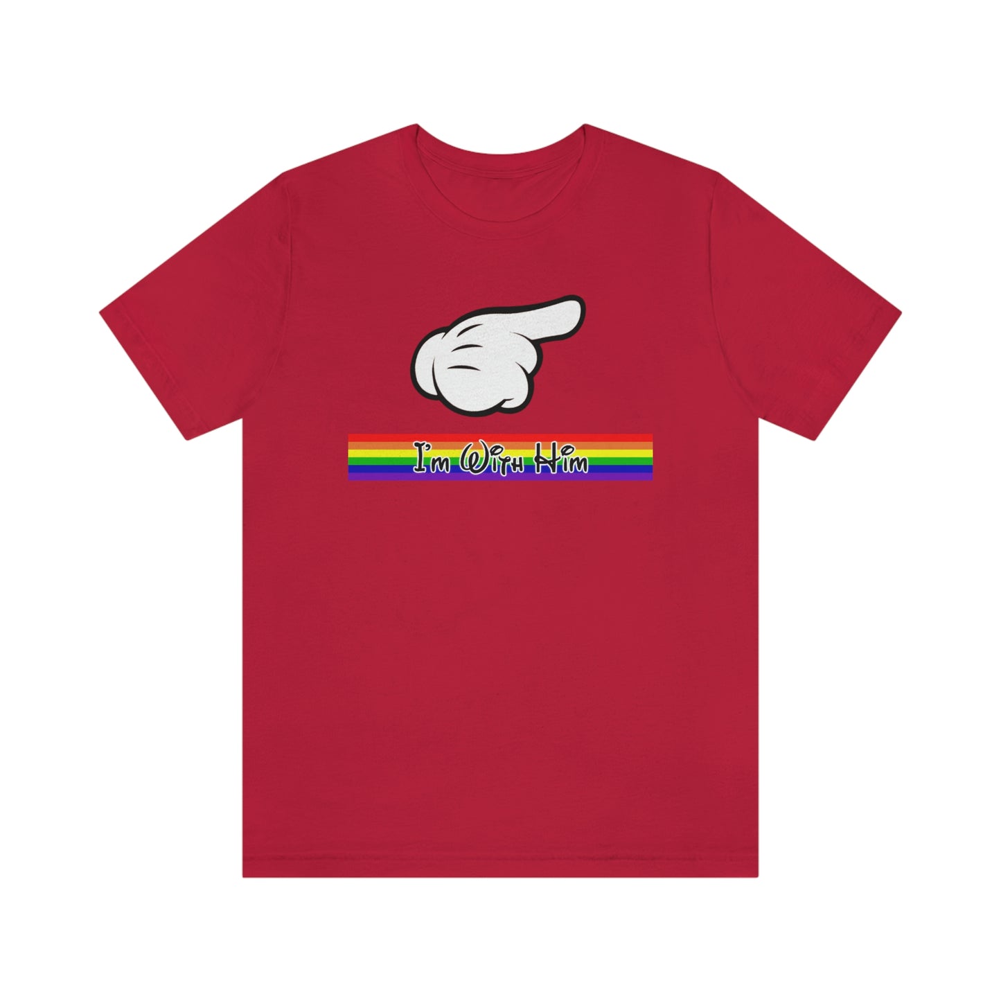 Je suis avec lui T-shirt adulte avec la main de la souris pointant vers la droite