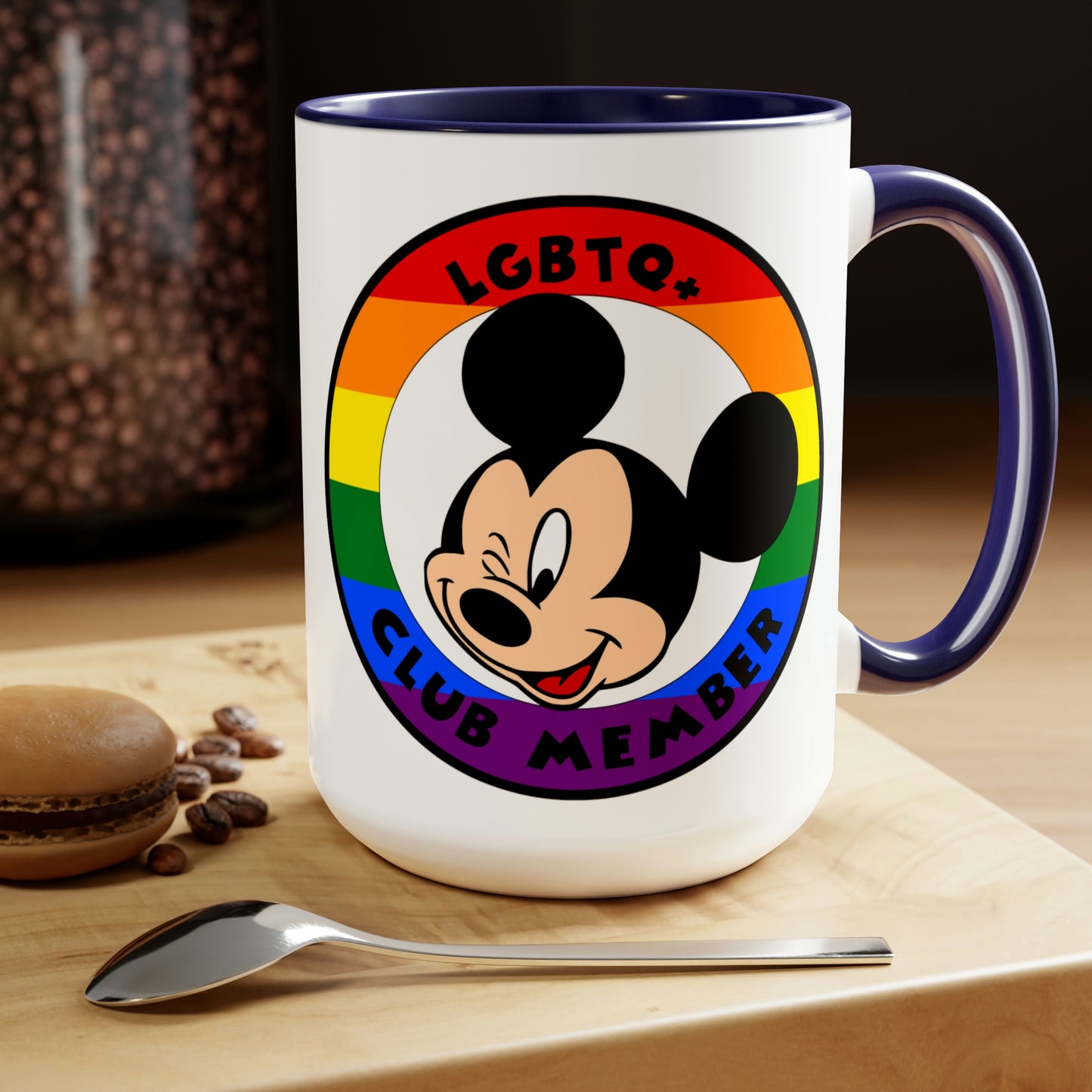 Tazas de café bicolor LGBTQ+ Mouse Club, 15 oz