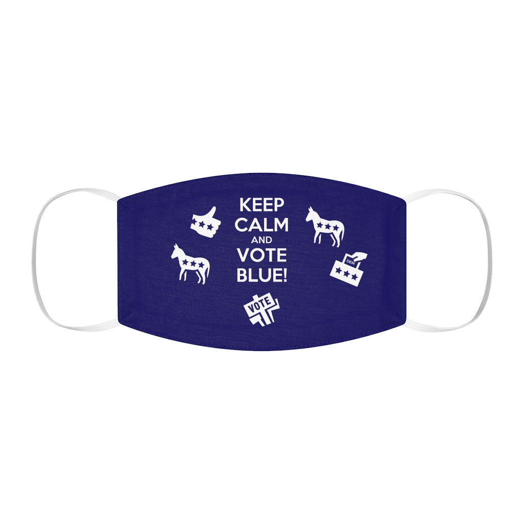 Gardez votre calme et votez Masque facial en polyester/coton bleu ajusté