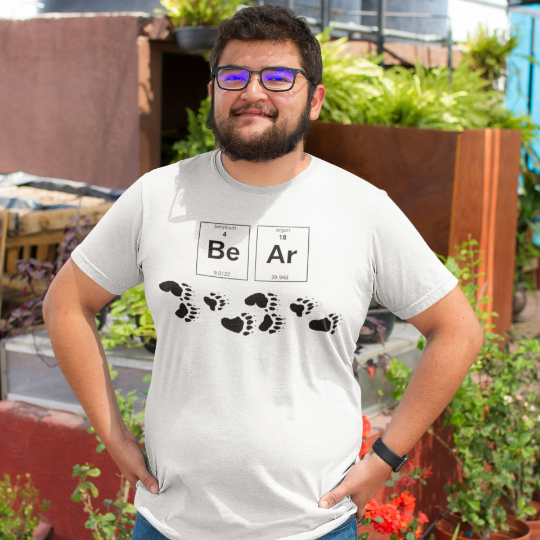 T-shirt pour adulte, tableau périodique, patte d'ours, ours