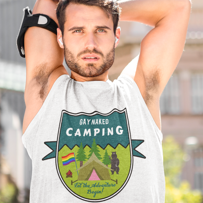 naked camping Gay Naked Camping Badge Adult Unisex Tank Top – Live Out Gear