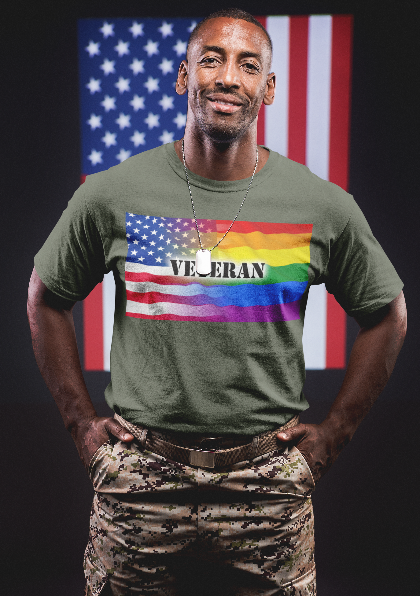 T-shirt unisexe adulte vétéran américain LGBTQ