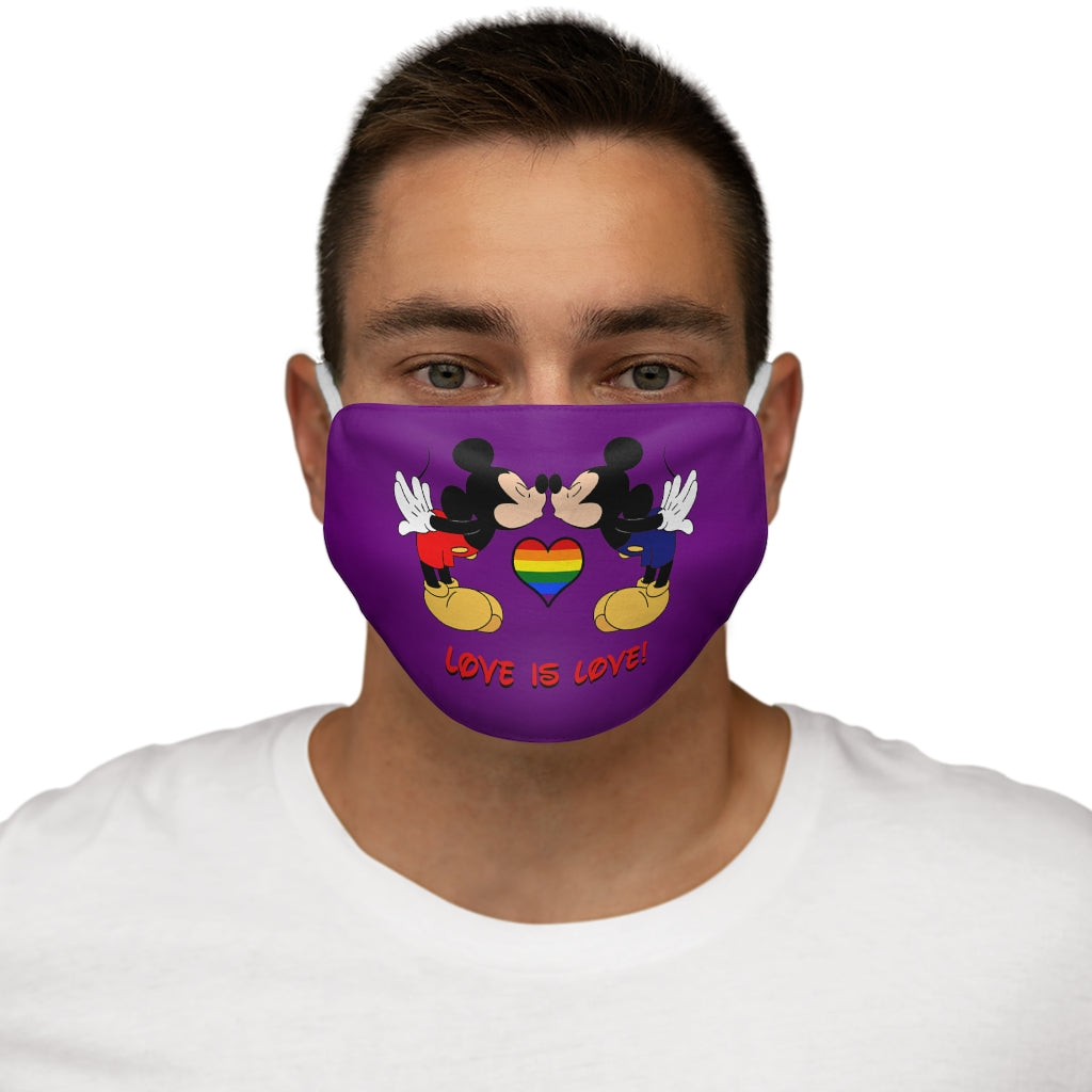 Gay Mice Kissing in the Castle Love Is Love Snug-Fit Polyester/Cotton Face Mask
