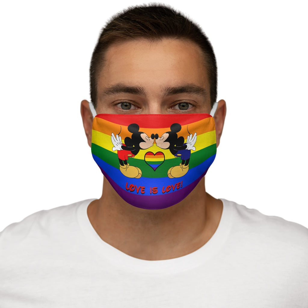 Gay Mice Kissing in the Castle Love Is Love Snug-Fit Polyester/Cotton Face Mask