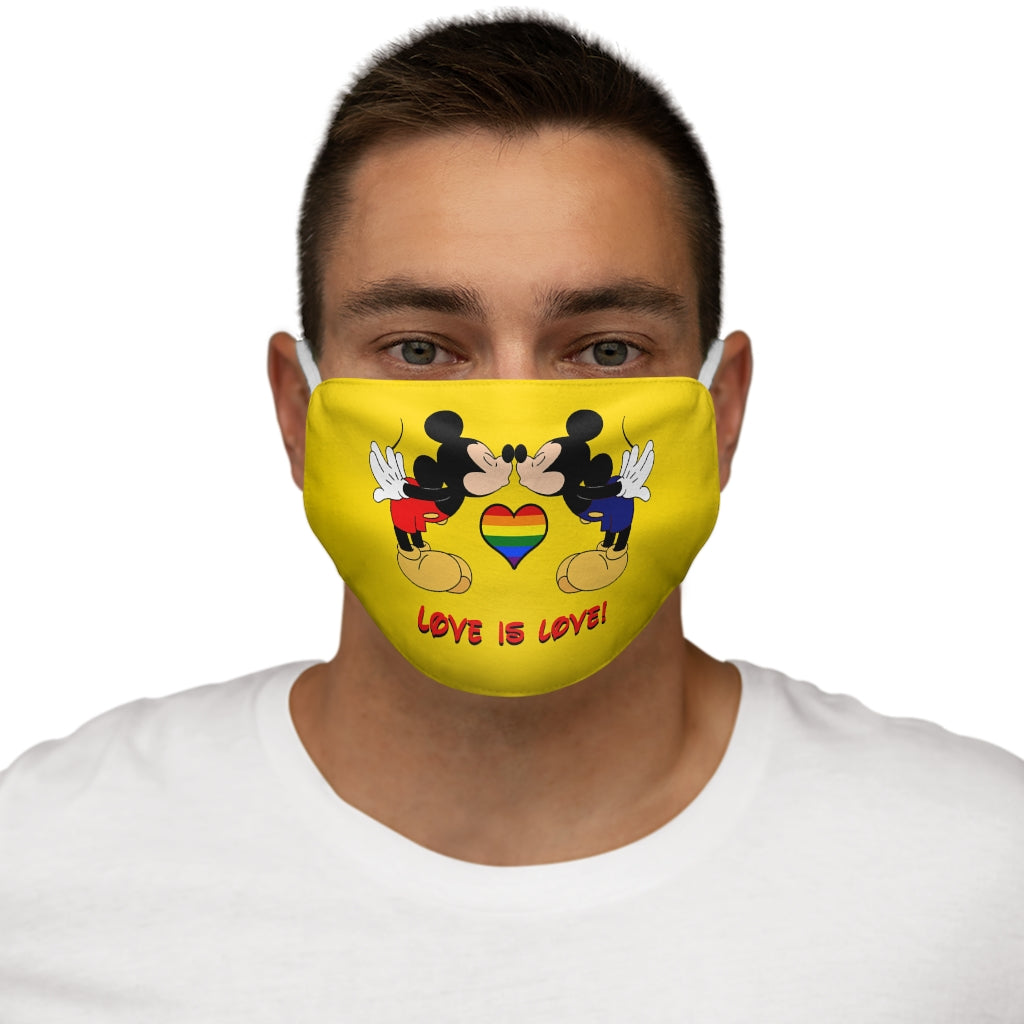Gay Mice Kissing in the Castle Love Is Love Snug-Fit Polyester/Cotton Face Mask