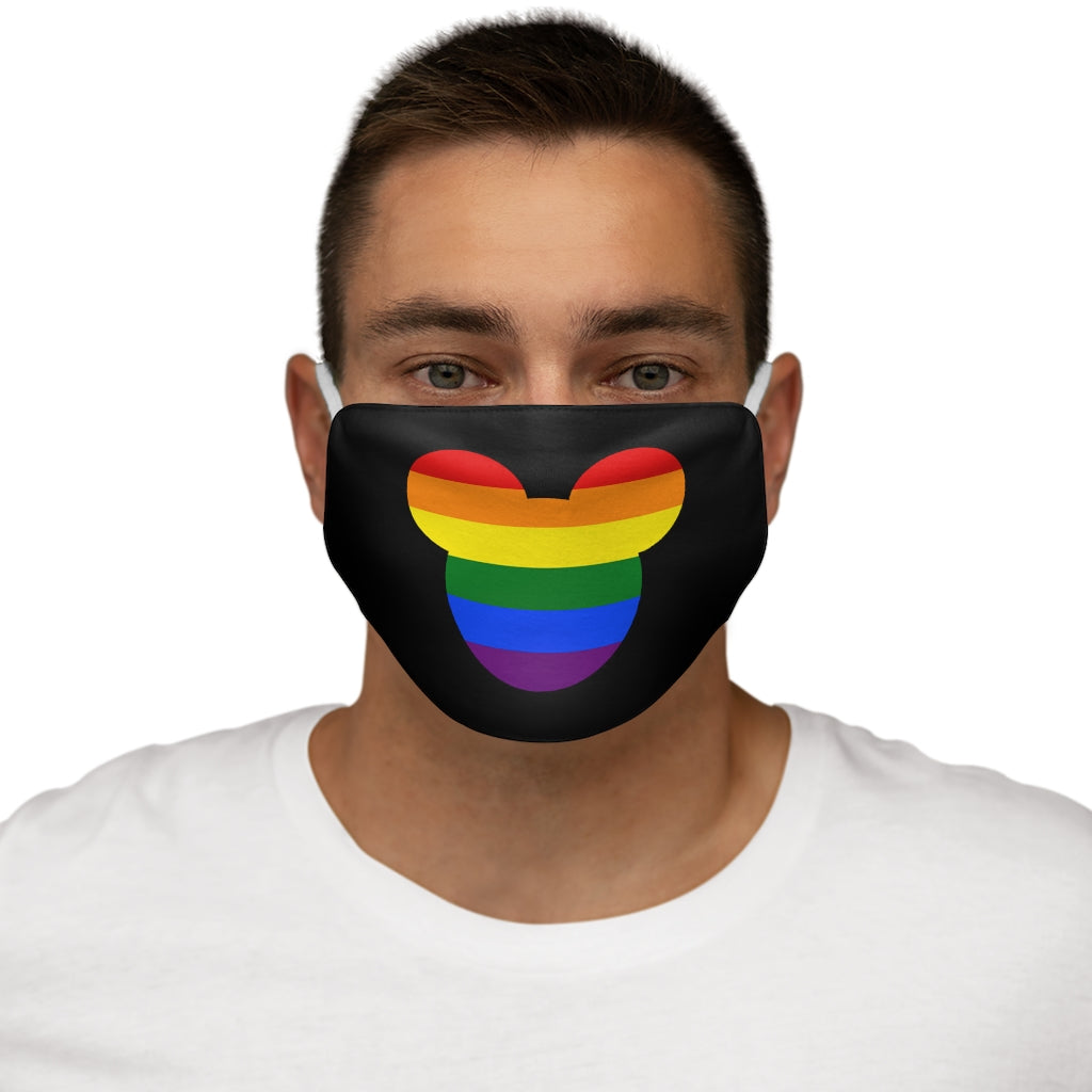 Masque facial en polyester/coton ajusté à tête de souris arc-en-ciel LGBTQ