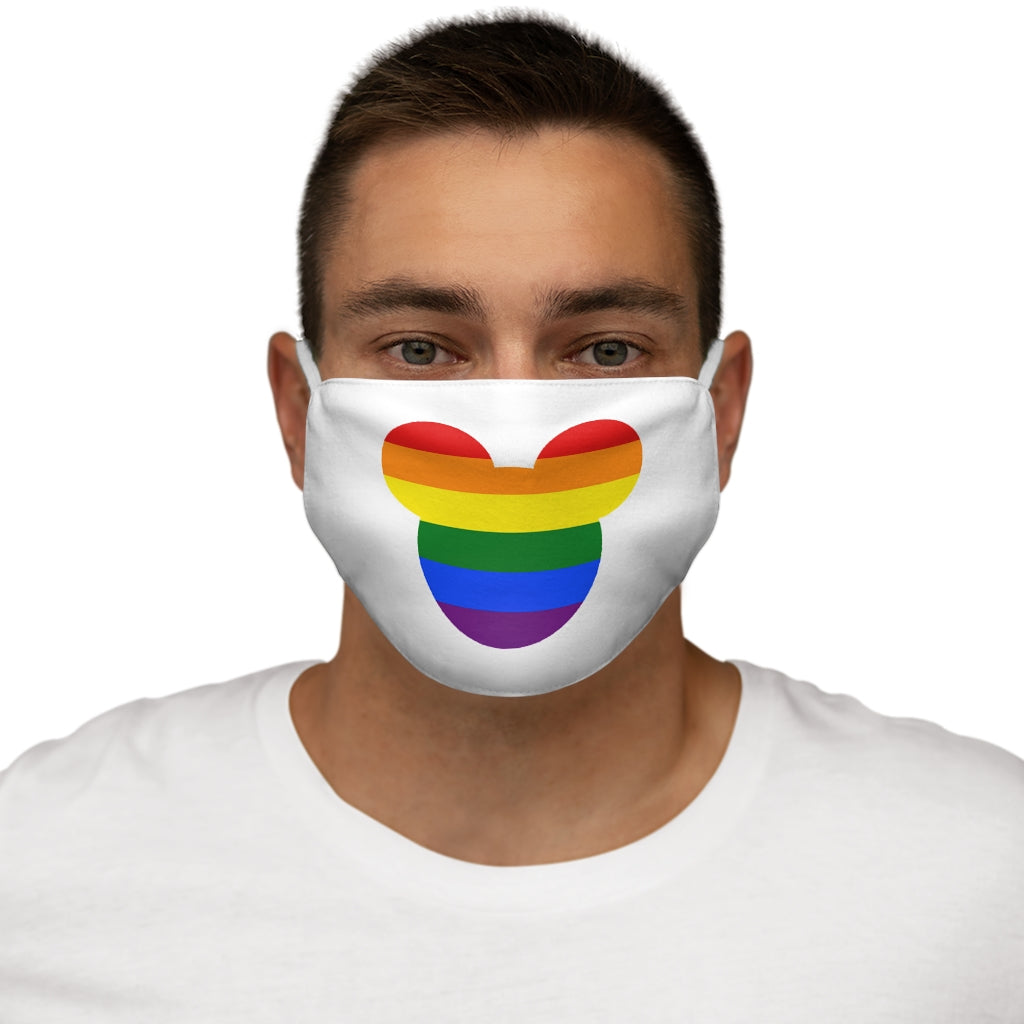 Masque facial en polyester/coton ajusté à tête de souris arc-en-ciel LGBTQ