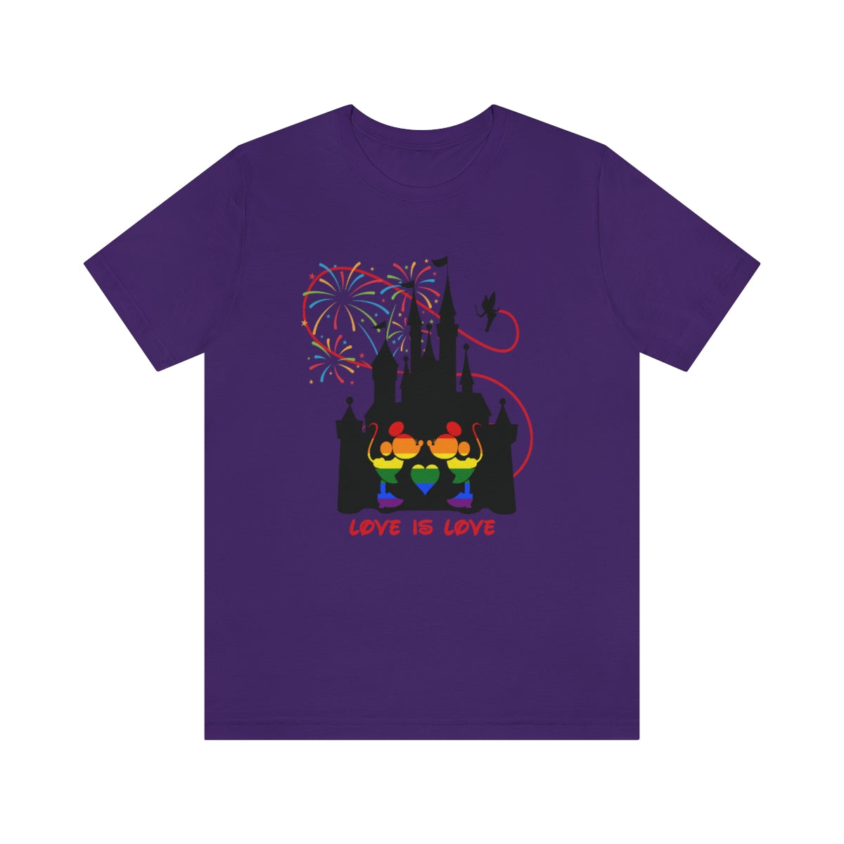 Embrasser des mini souris dans le château T-shirt unisexe à manches courtes