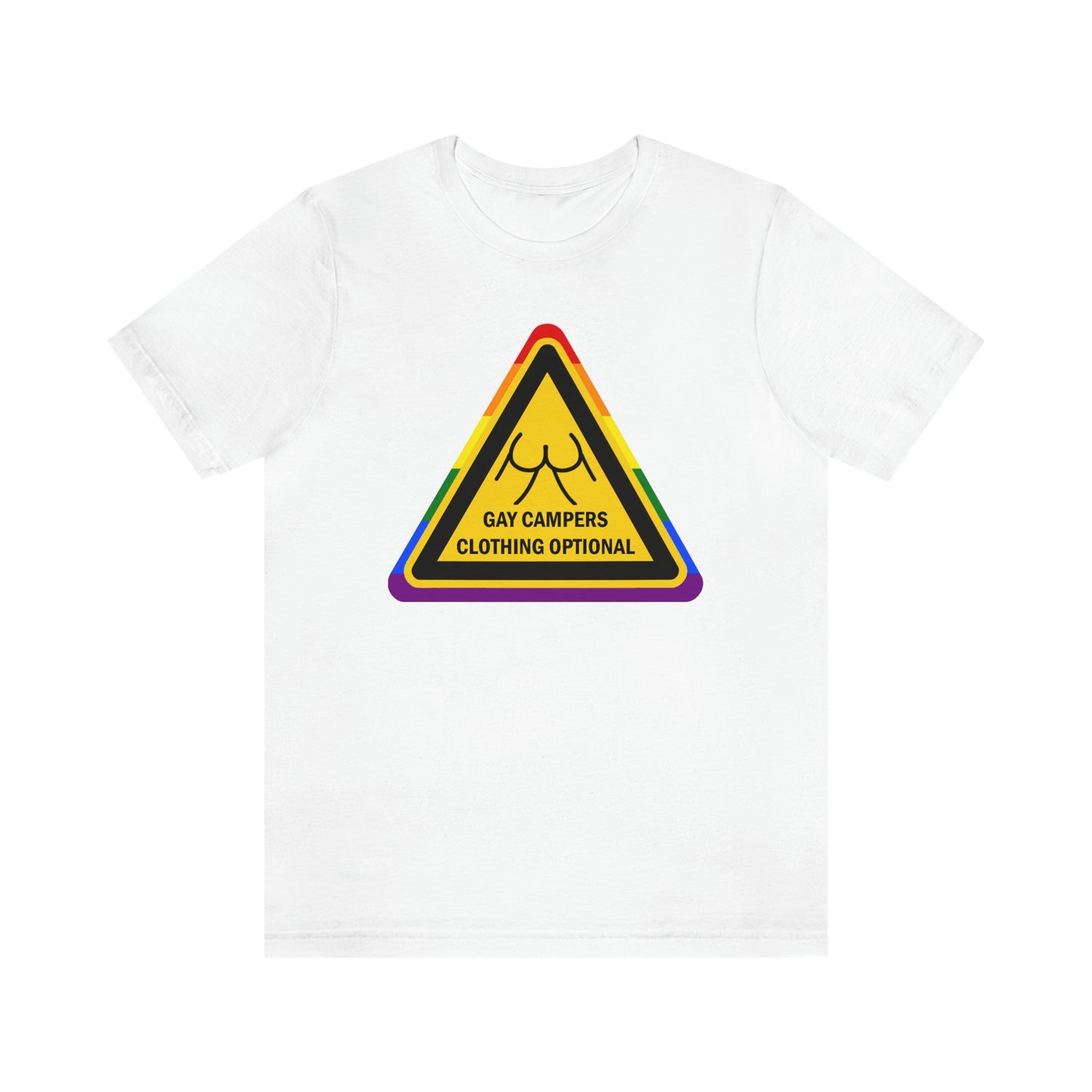 Gay Campers - Clothing Optional Warning Sign Adult Unisex T-Shirt