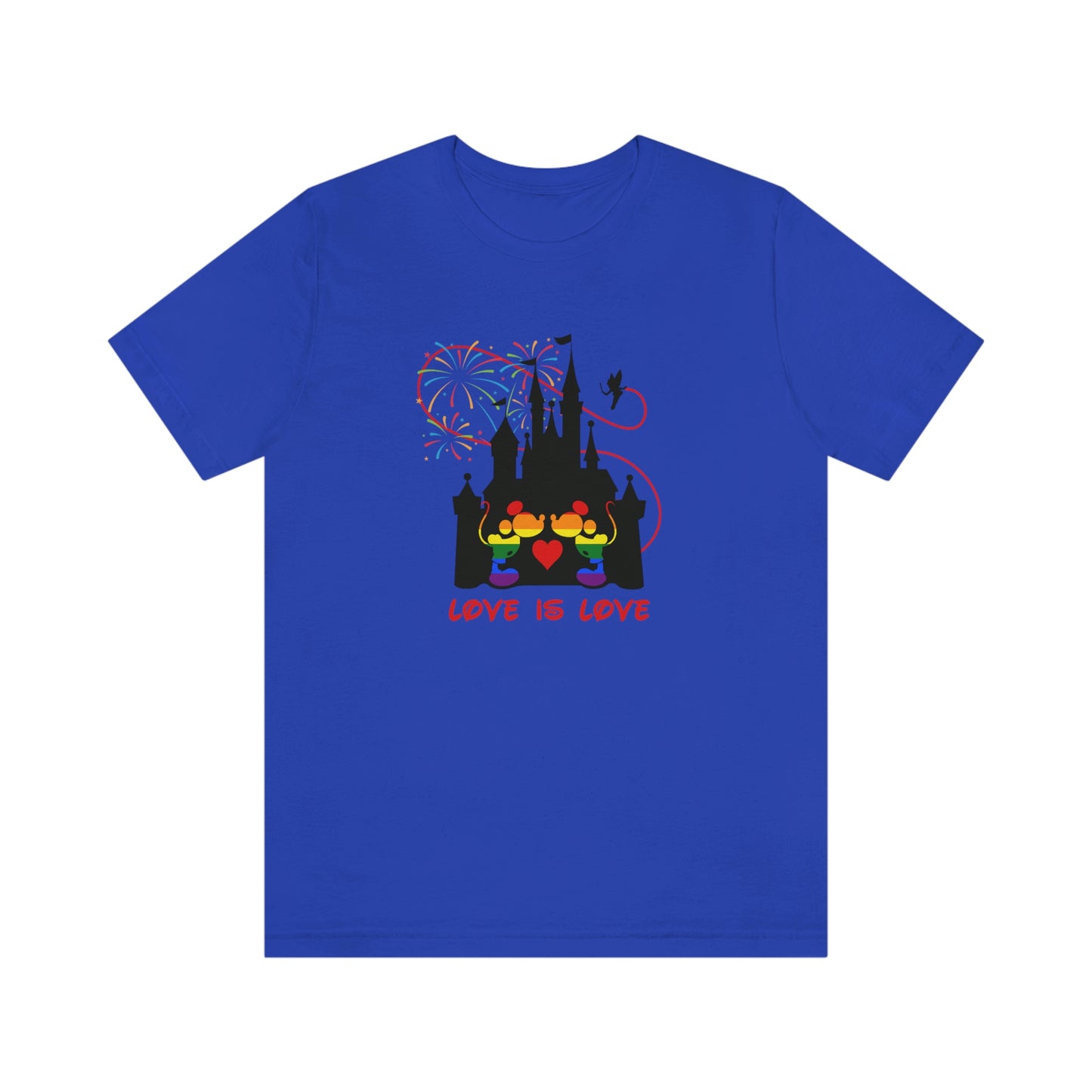 Gay Mice Kissing in Castle Love is Love Adult Unisex T-Shirt