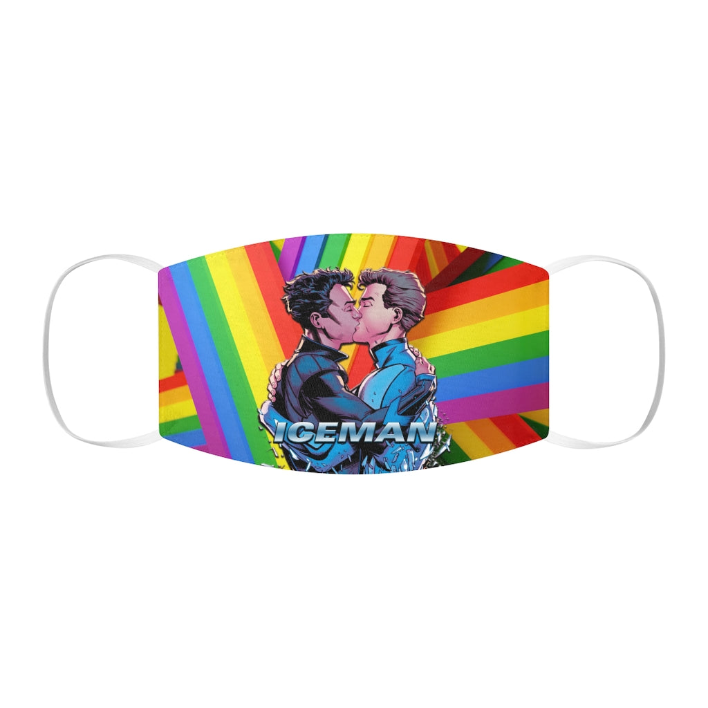 Mascarilla facial de poliéster/algodón ajustada con beso de superhéroe gay