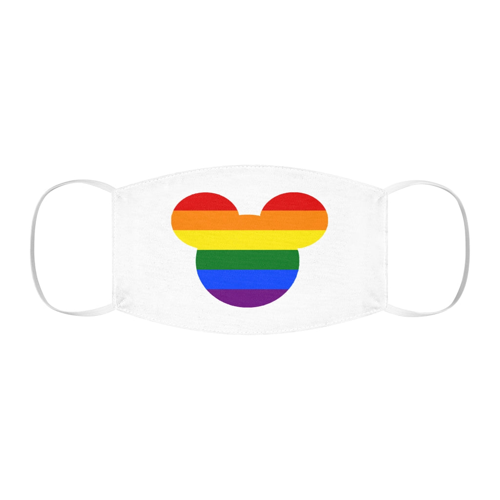 Masque facial en polyester/coton ajusté à tête de souris arc-en-ciel LGBTQ