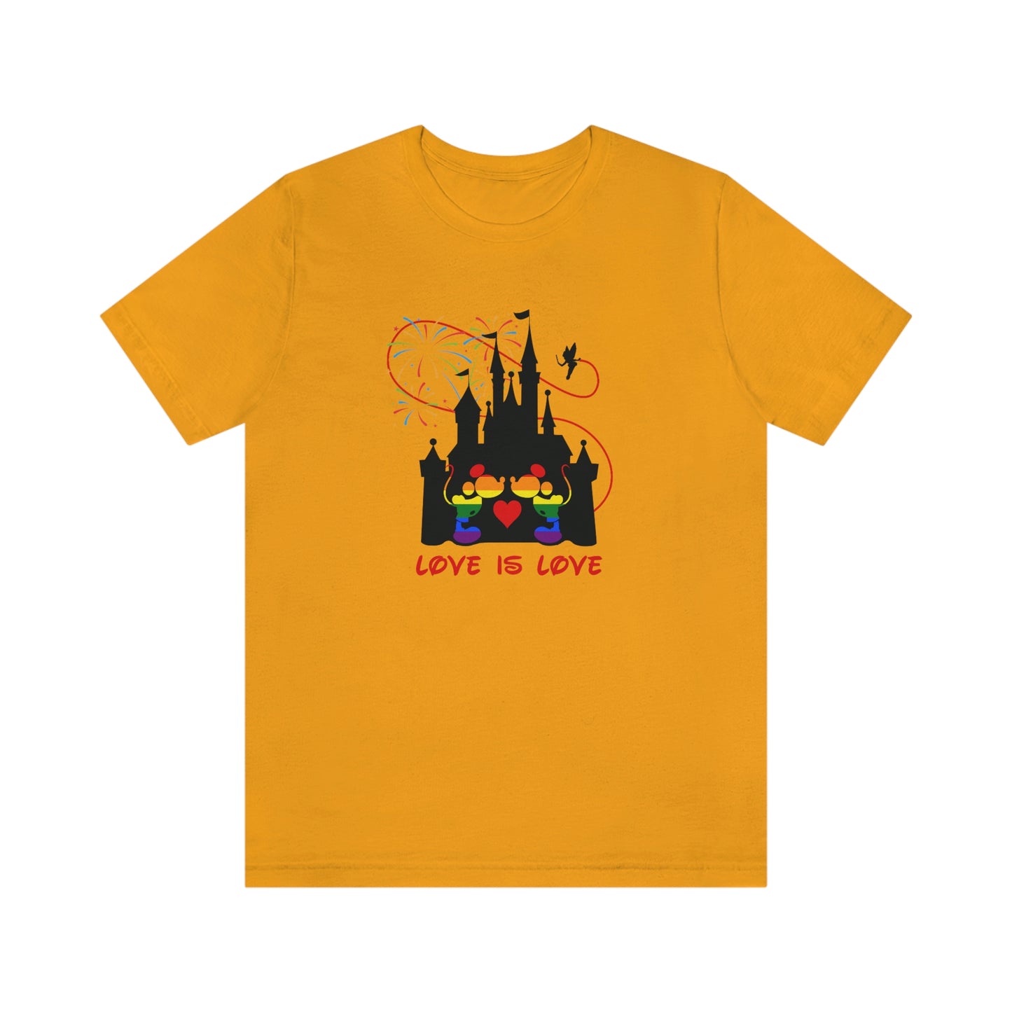 Gay Mice Kissing in Castle Love is Love Adult Unisex T-Shirt