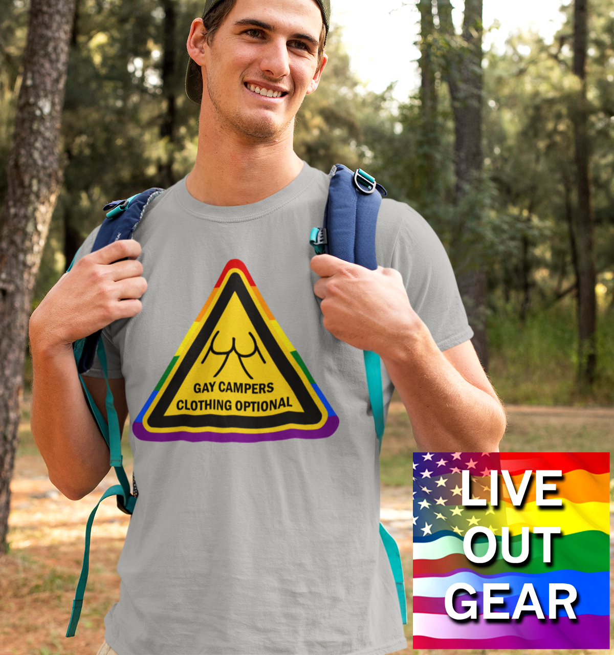 Gay Campers - Clothing Optional Warning Sign Adult Unisex T-Shirt
