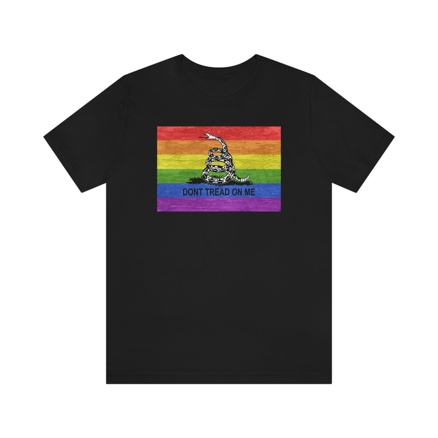 Black Don't Tread On Me rainbow flag gay t-shirt