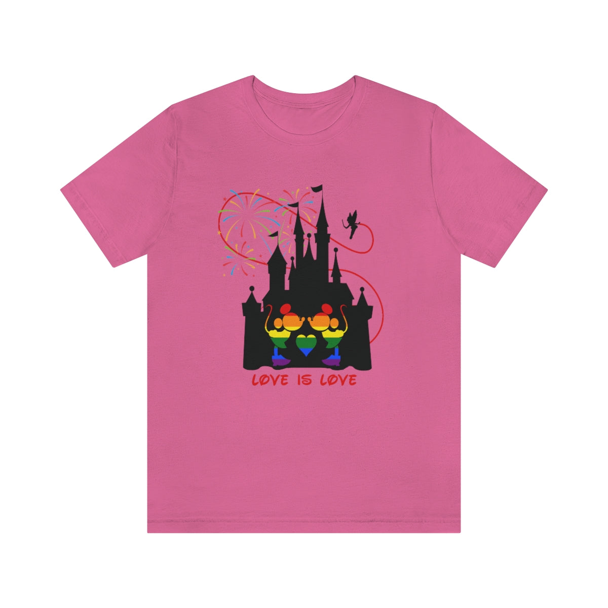 Embrasser des mini souris dans le château T-shirt unisexe à manches courtes