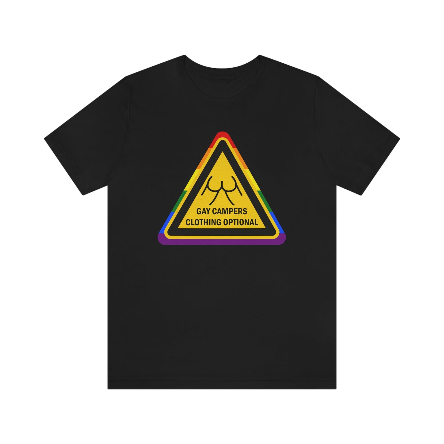 Gay Campers - Clothing Optional Warning Sign Adult Unisex T-Shirt