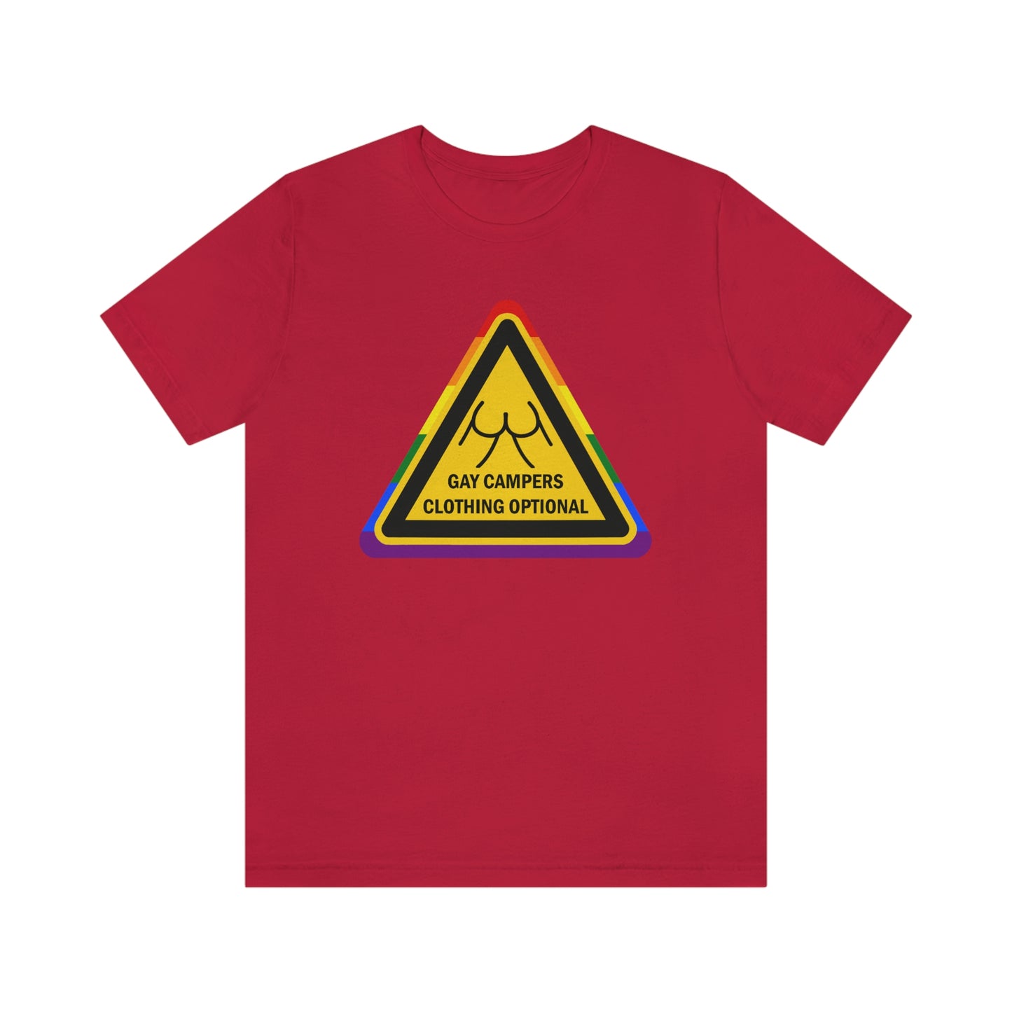Gay Campers - Clothing Optional Warning Sign Adult Unisex T-Shirt