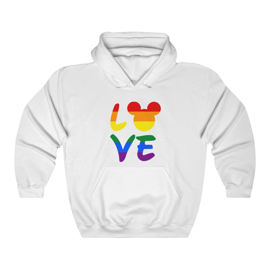 LGBTQ Mouse LOVE Rainbow Pride Flag Unisex Heavy Blend™ Hooded Sweatshirt Hoodie