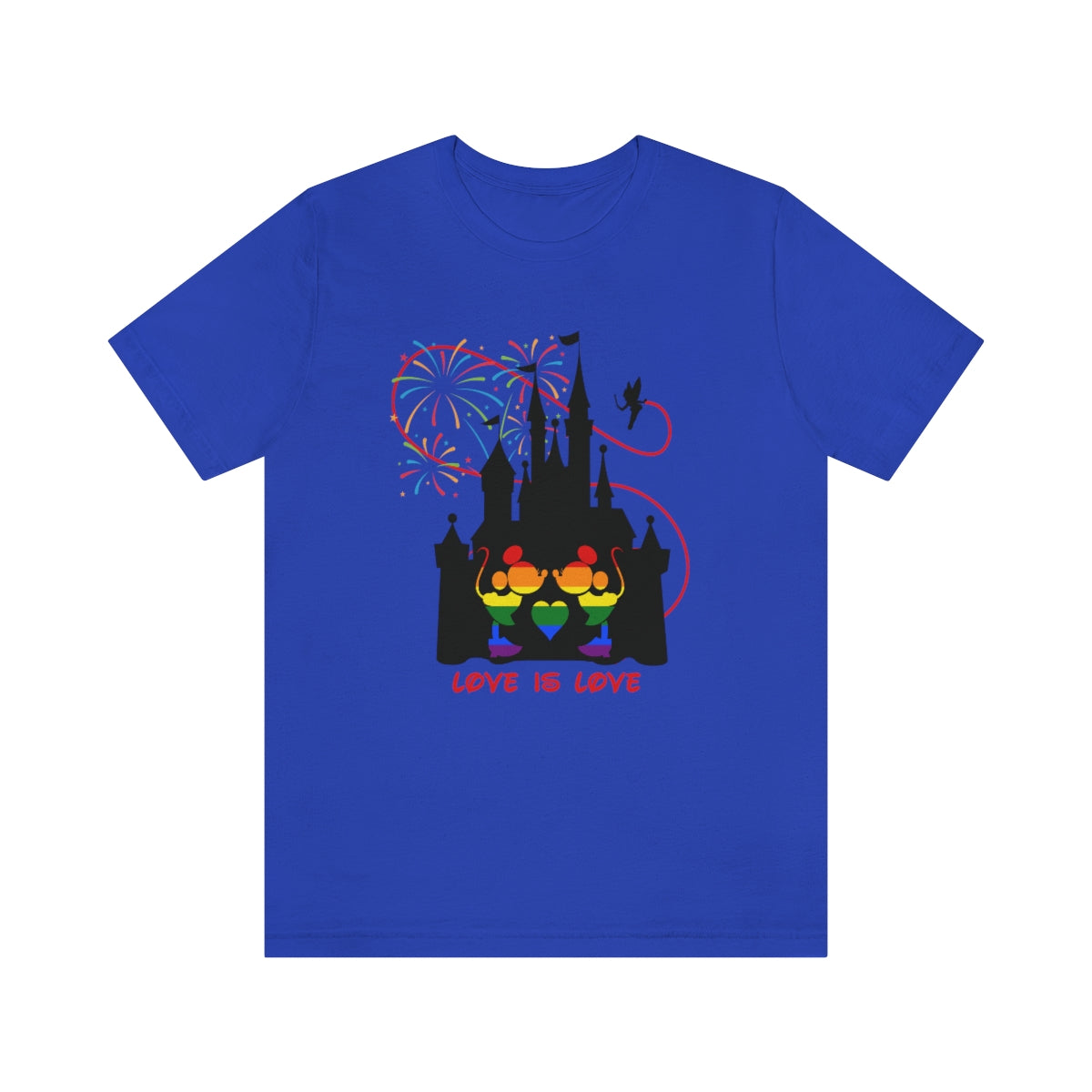 Embrasser des mini souris dans le château T-shirt unisexe à manches courtes