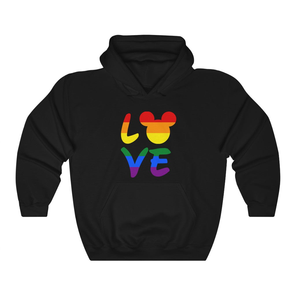 LGBTQ Mouse LOVE Rainbow Pride Flag Unisex Heavy Blend™ Hooded Sweatshirt Hoodie