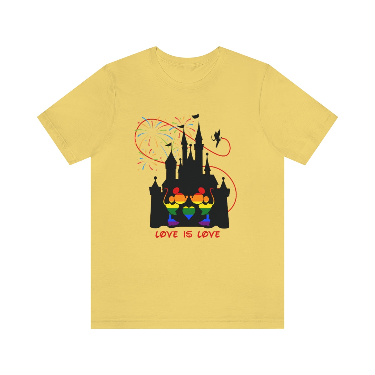 Embrasser des mini souris dans le château T-shirt unisexe à manches courtes