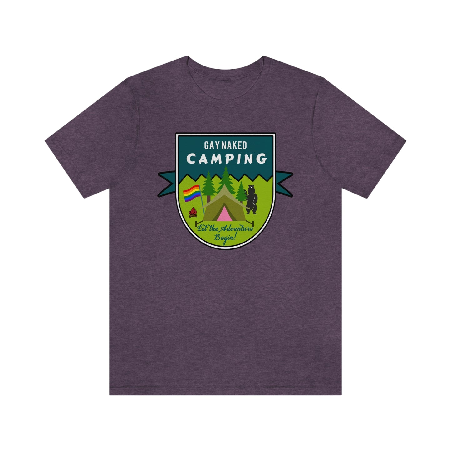 Gay Naked Camping Badge Adult Unisex T-Shirt