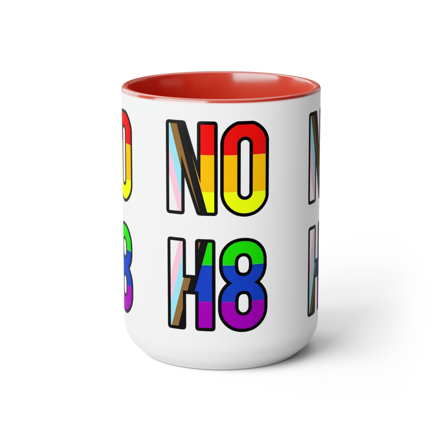 NO H8 Tazas de café de dos tonos, 15 oz