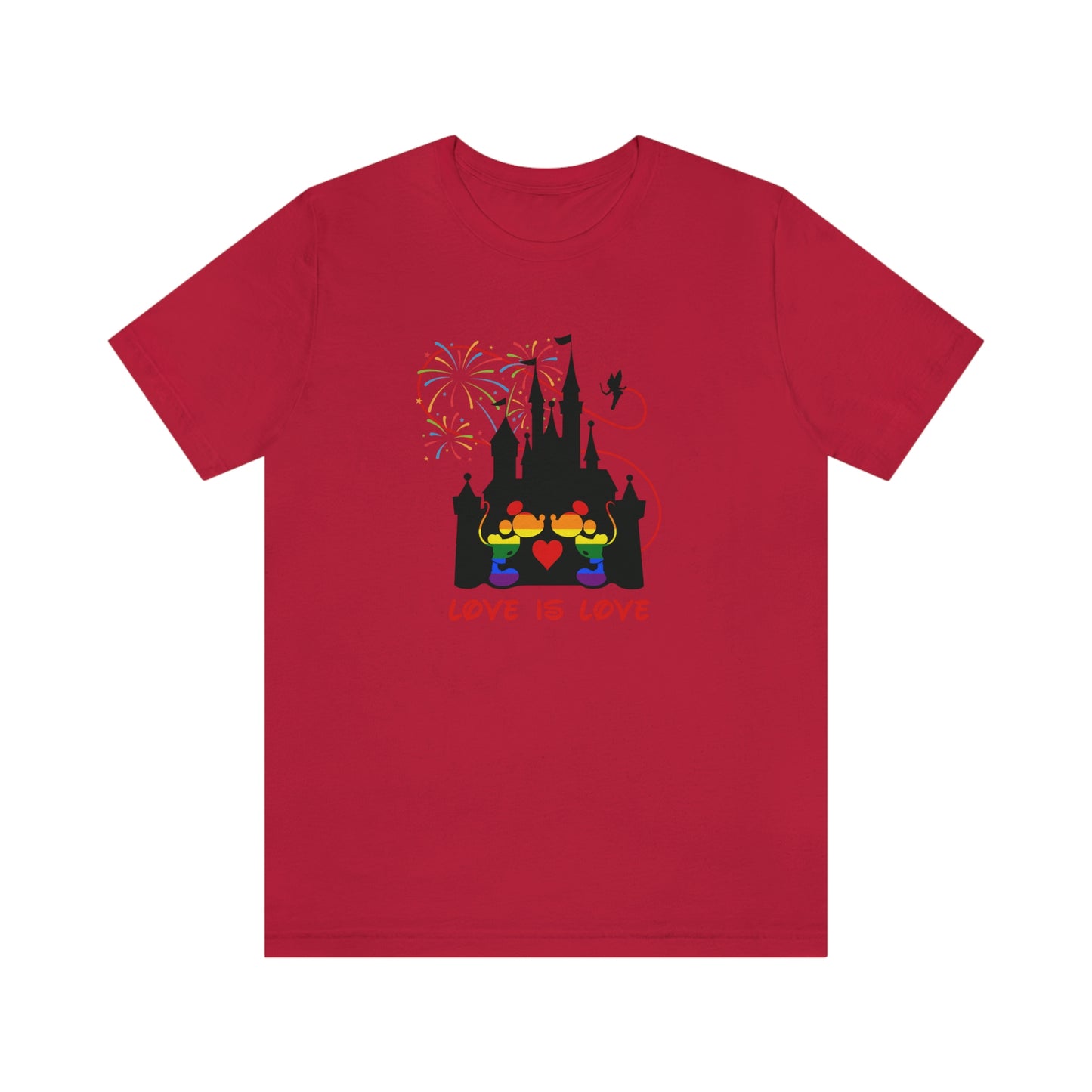 Gay Mice Kissing in Castle Love is Love Adult Unisex T-Shirt