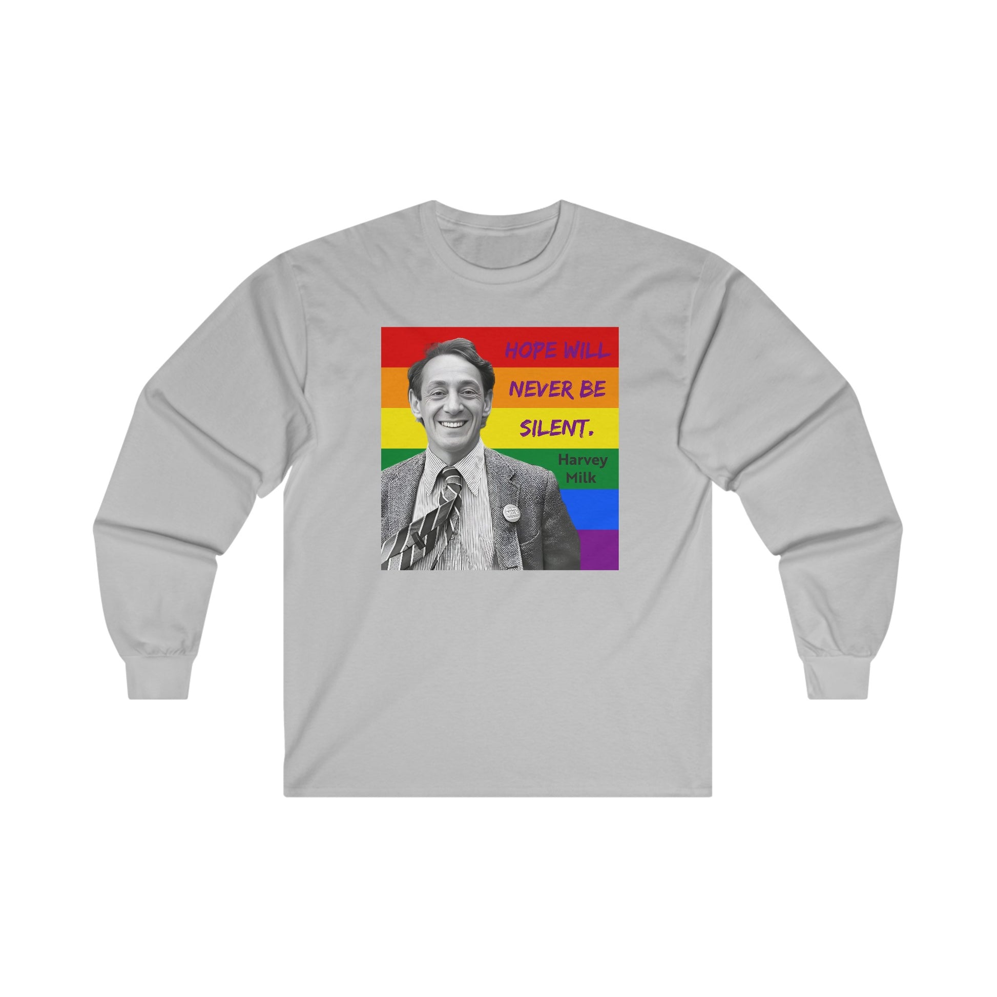Gray Harvey Milk Gay Pride Long Sleeve T-Shirt 