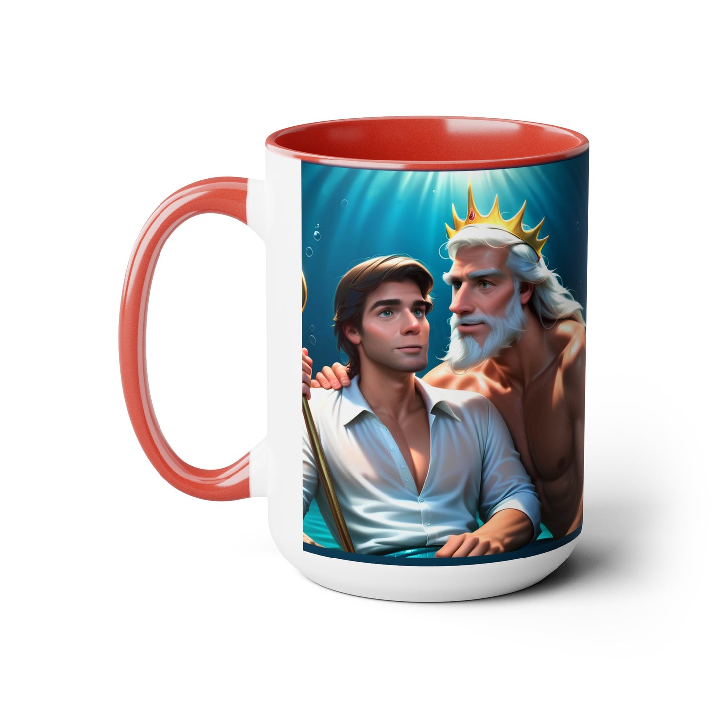 Prince Eric and King Triton Living Out Under the Sea Two-Tone Coffee Mugs, 15oz