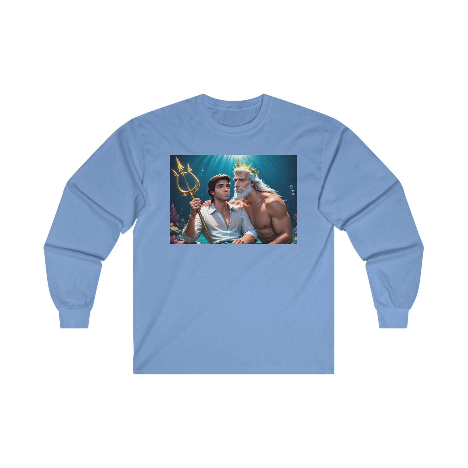Light Blue Gay Prince Eric and Daddy King Triton Long Sleeve T-Shirt