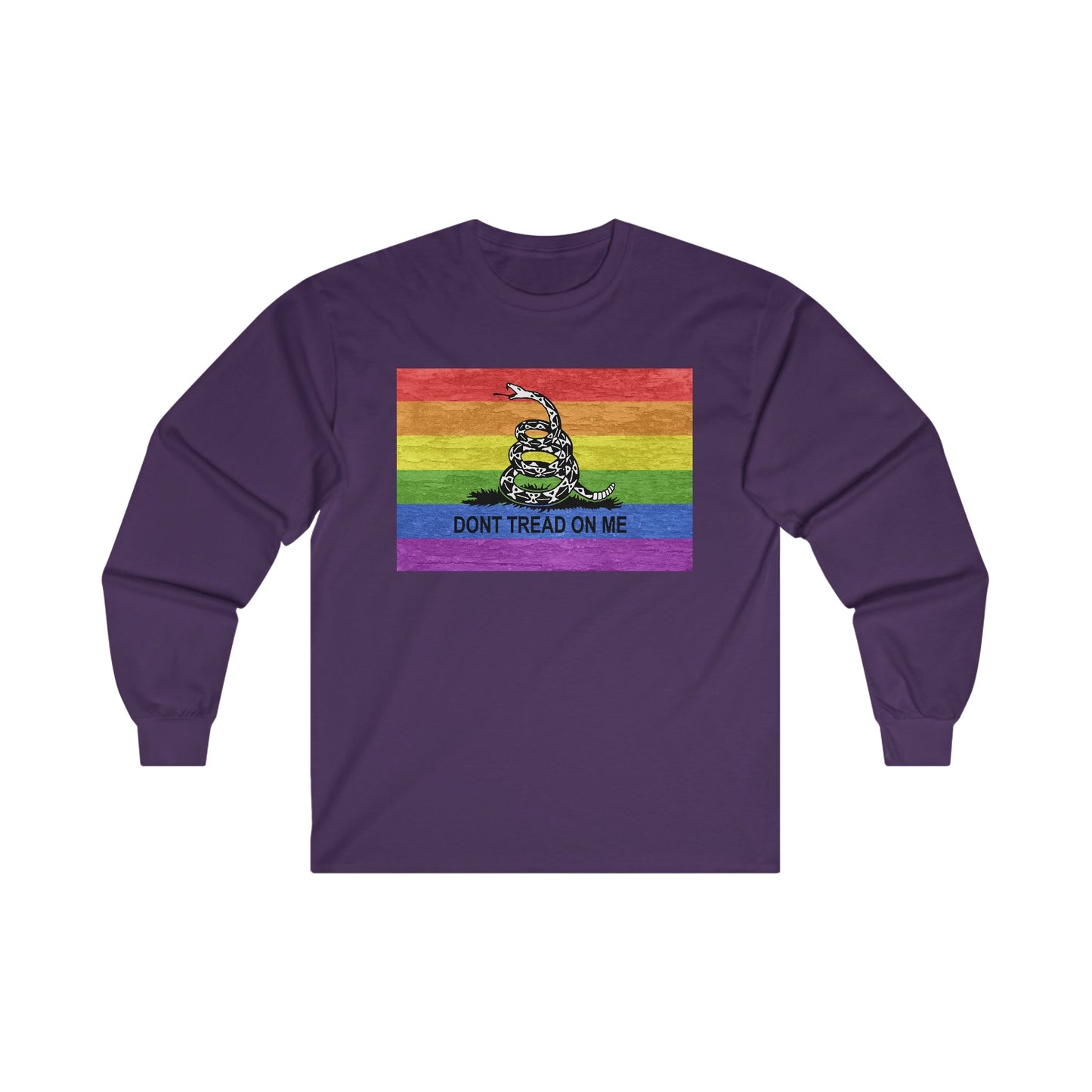 Dont Tread On Me Rainbow Flag LGBTQ Pride Adult Ultra Cotton Long Sleeve T-Shirt