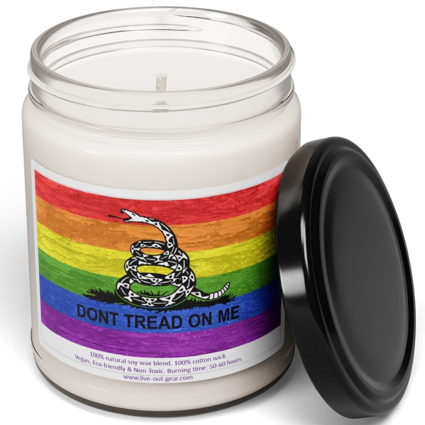 Dont Tread On Me Rainbow LGBTQ Pride Scented Soy Candle, 9oz