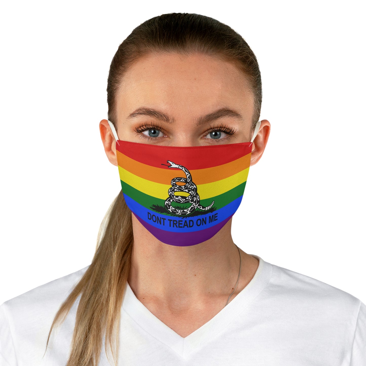 Rainbow Gadsden "Don't Tread On Me" Face Mask