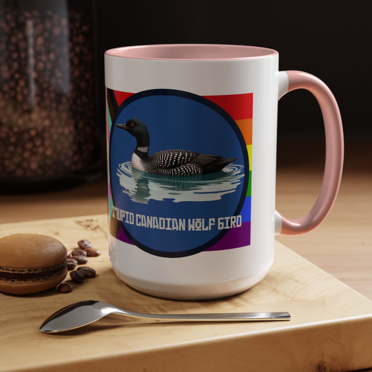 Canadian Loon Coffee Mug — "Stupid Canadian Wolf Bird" Loon Quote