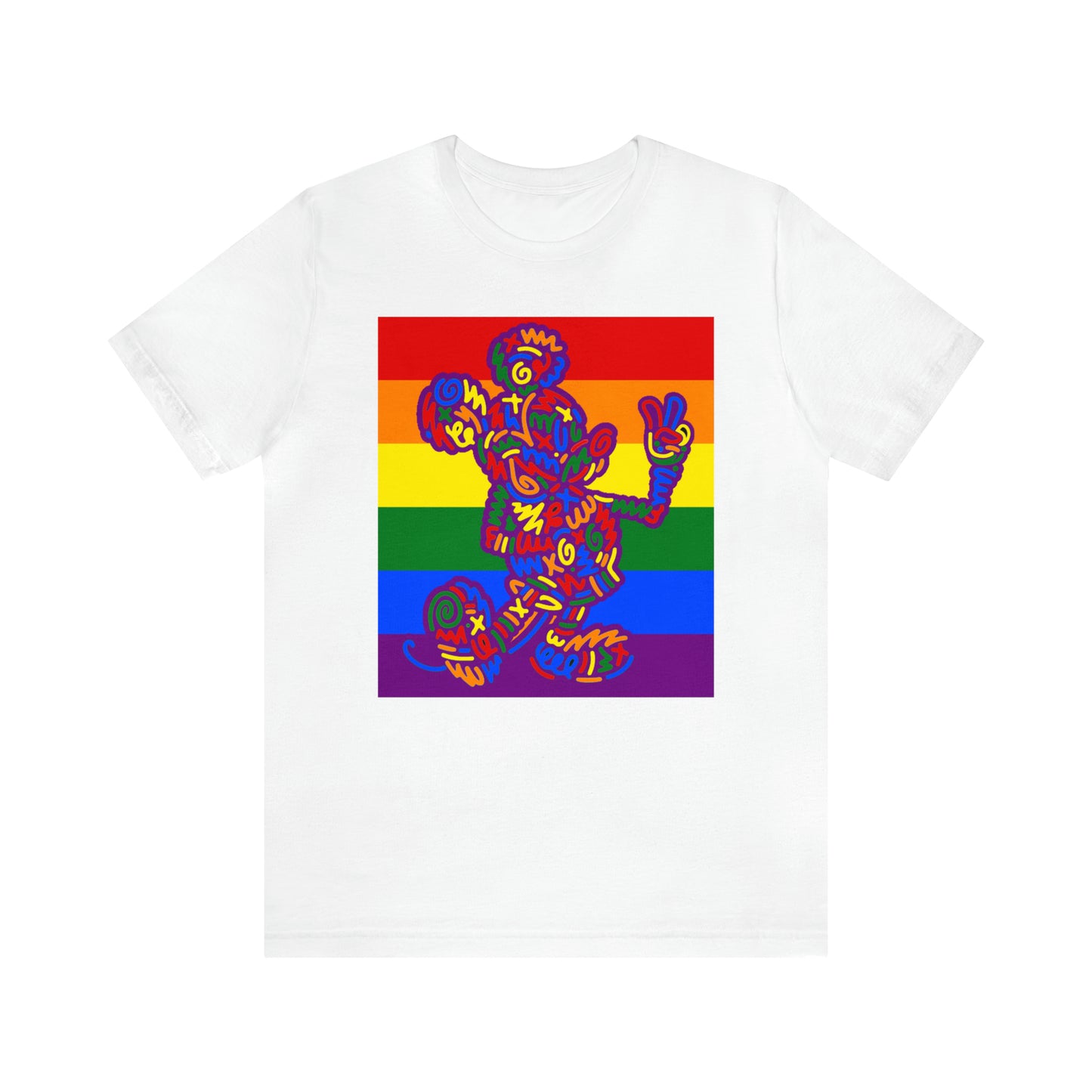 Pop Art Rainbow Peace Mouse T-shirt unisexe à manches courtes
