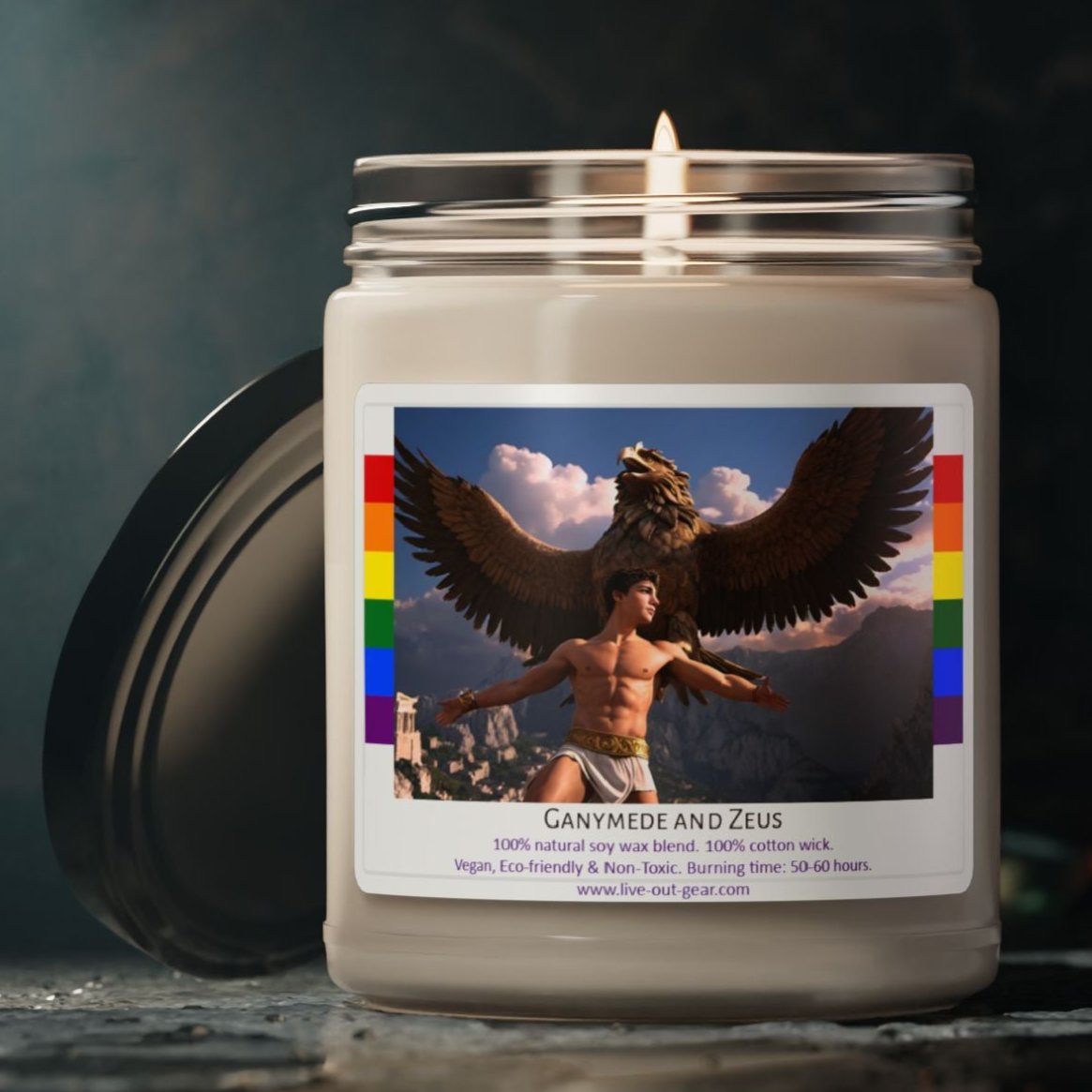 Ganymede and Zeus Scented Soy Candle - Ancient Greek Gay Mythology, 9oz