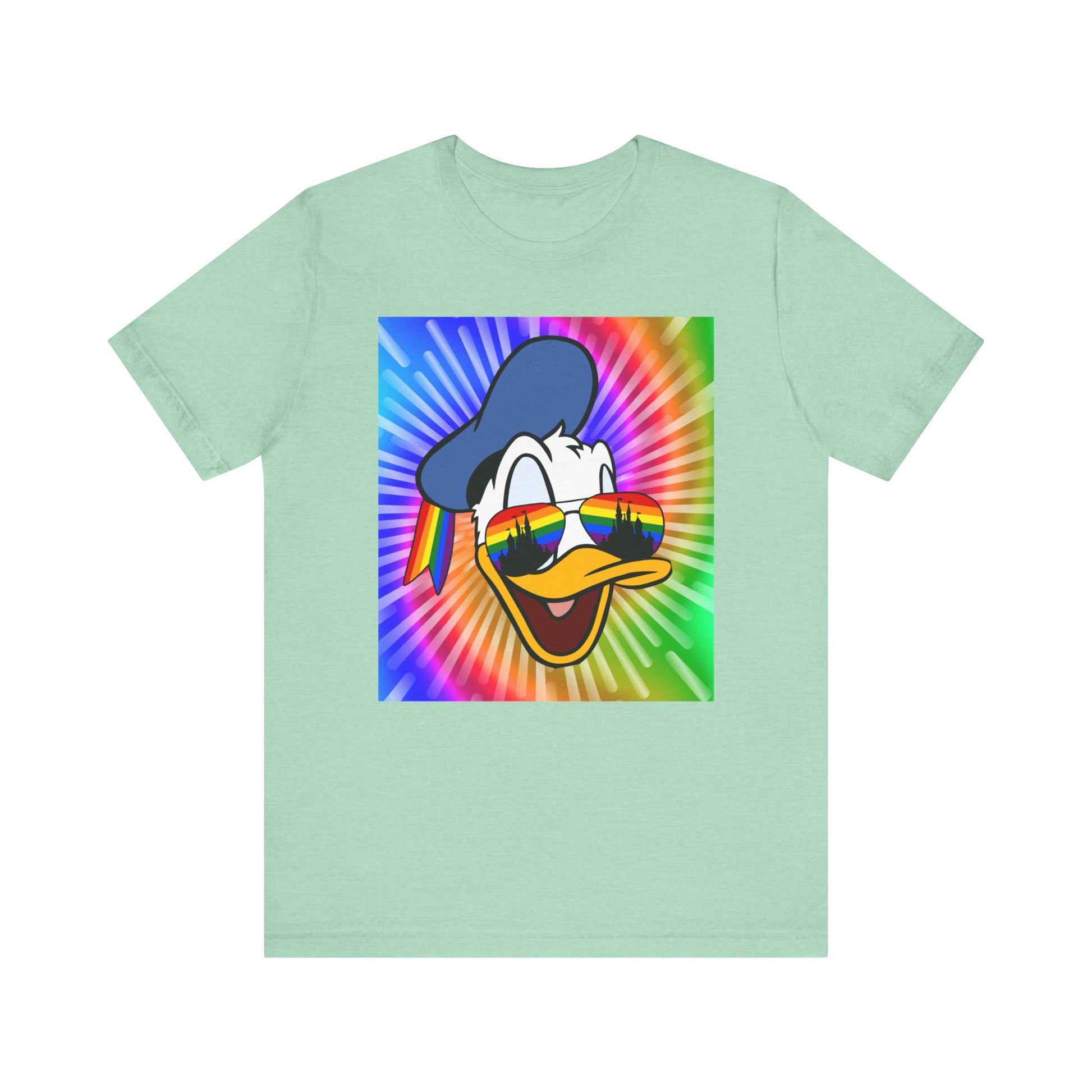 Mint Green Gay Duck Sees Rainbows T-Shirt - Gay Donald