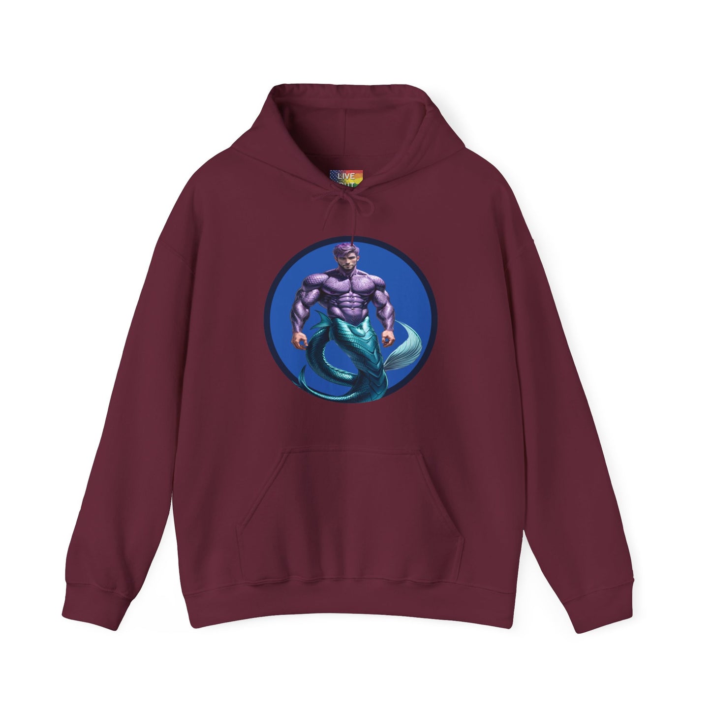 Purple Merman Maroon Hooded Sweatshirt Hoodie