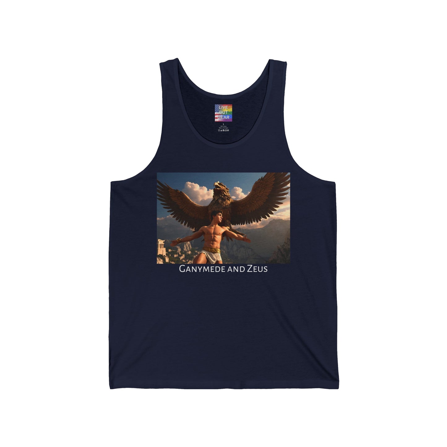 Navy Blue Ganymede and Zeus Gay Tank-Top