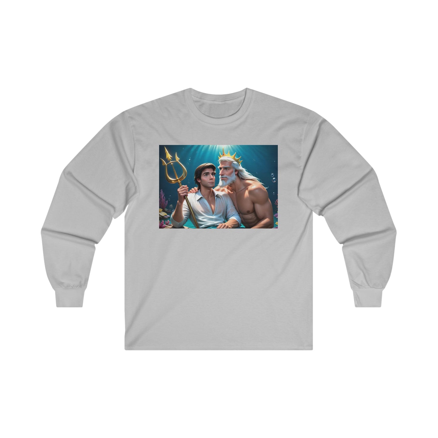 Gray Gay Prince Eric and Daddy King Triton Long Sleeve T-Shirt