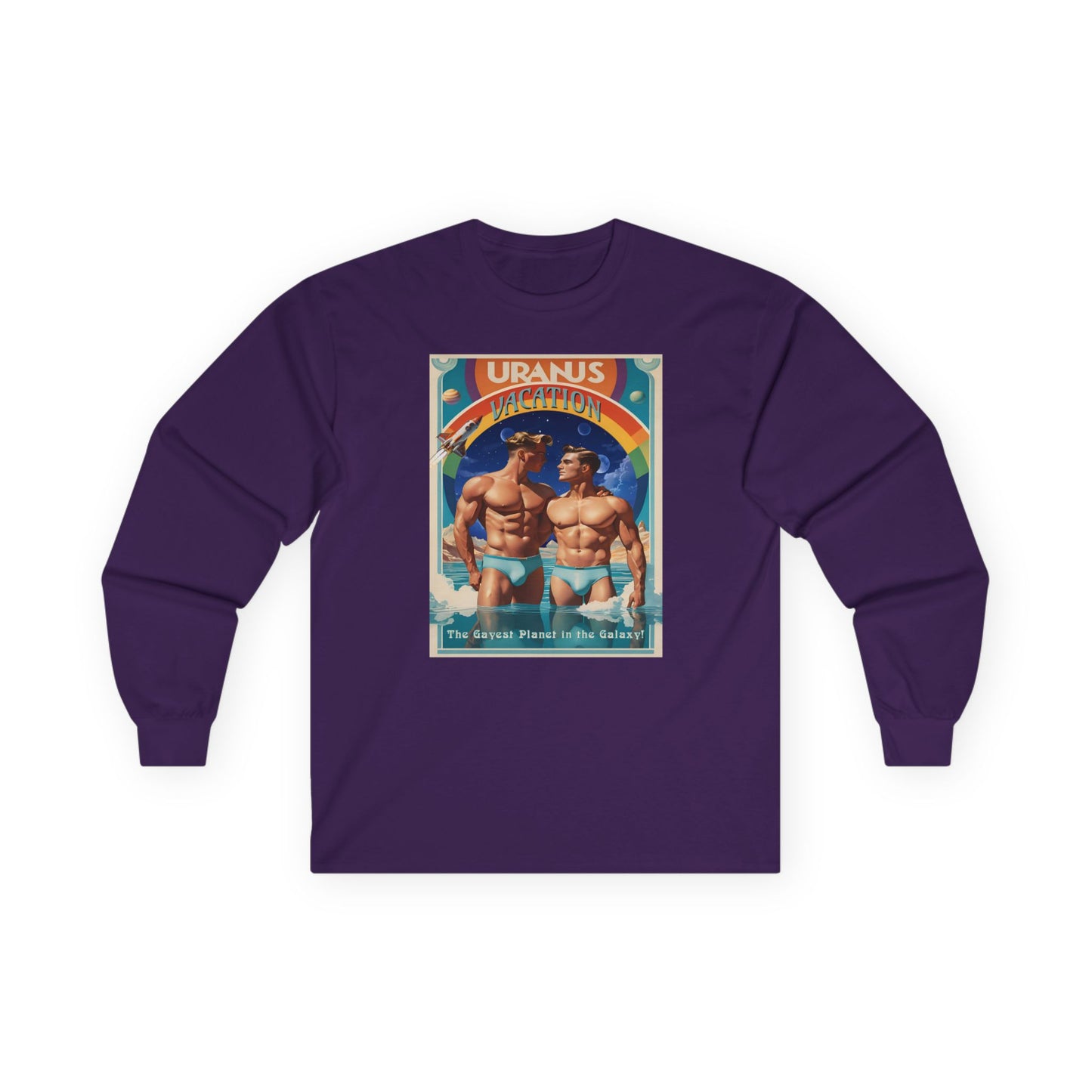 Uranus Vacation Travel Poster Long Sleeve Tee | Gay Art Nouveau T-shirt