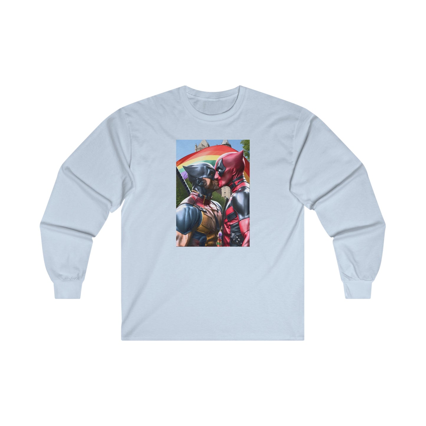 Light Blue Superhero Gay Pride Kiss Ultra Cotton Long Sleeve T-Shirt Success