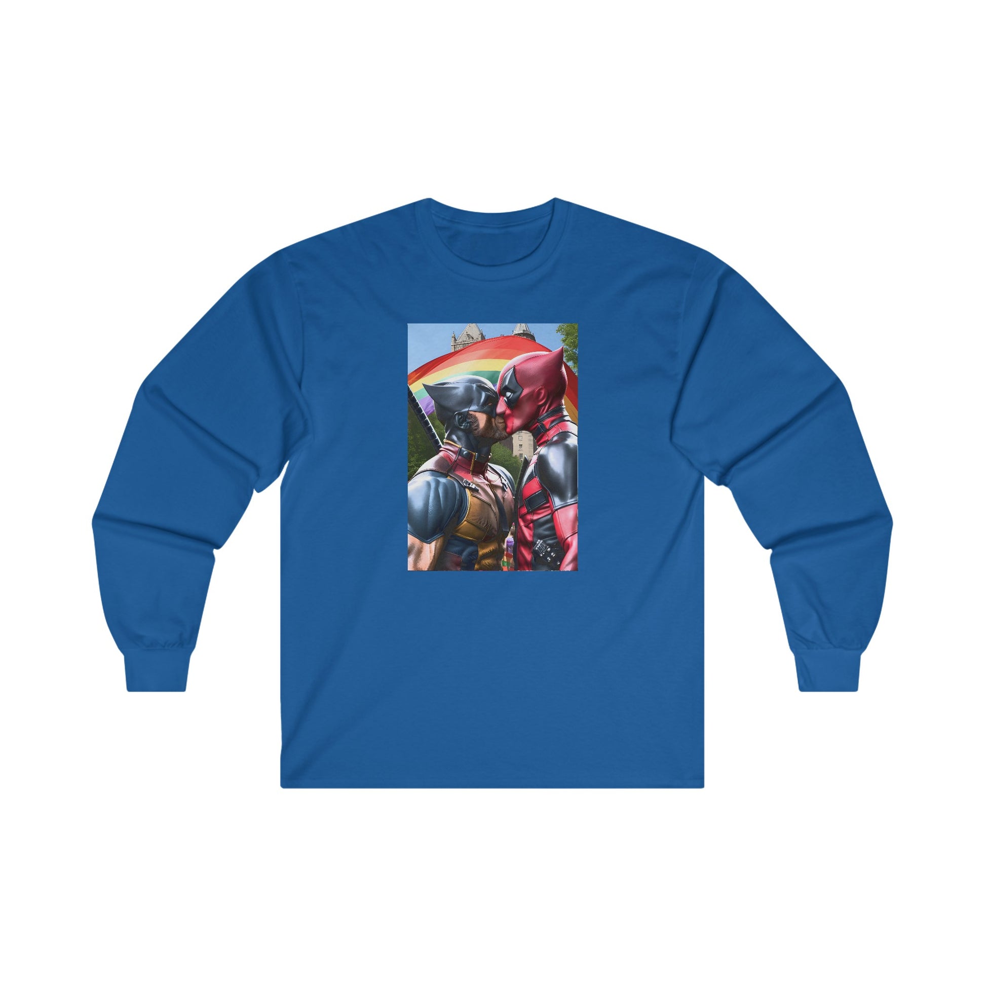 Royal Blue Superhero Gay Pride Kiss Ultra Cotton Long Sleeve T-Shirt Success