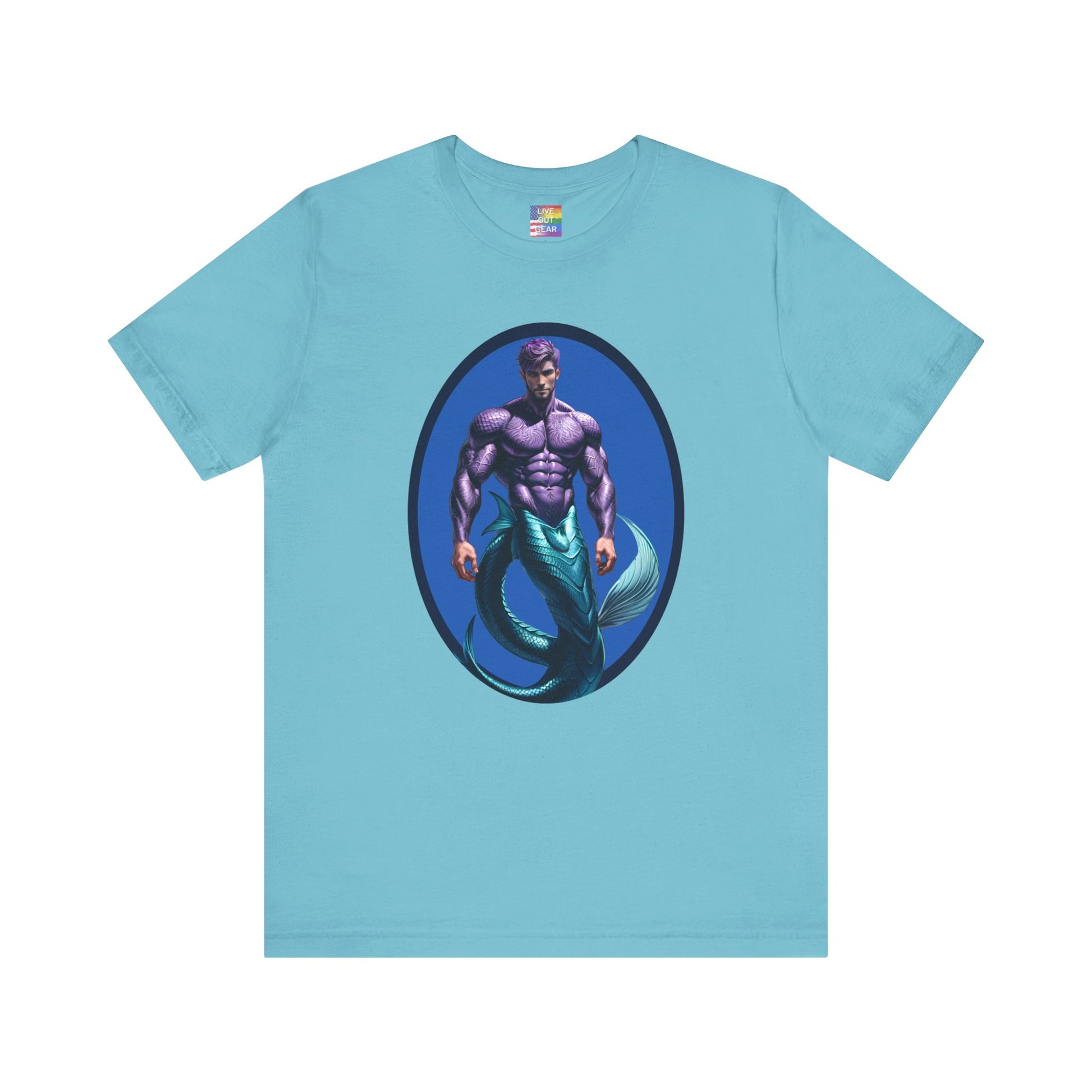 Turquoise Purple Merman Short Sleeve Gay T-Shirt