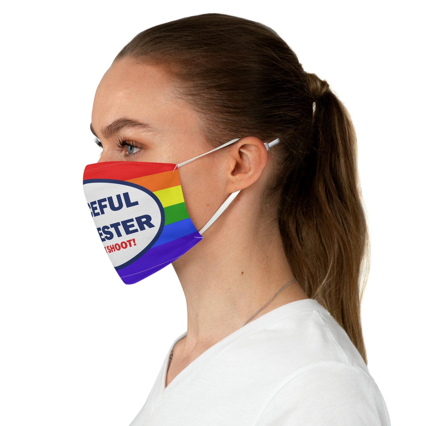 Peaceful Protester Do Not Shoot Fabric Face Mask | Rainbow Pride Flag