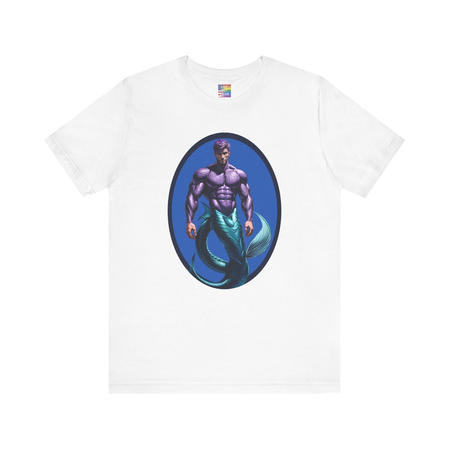 White Purple Merman Short Sleeve Gay T-Shirt